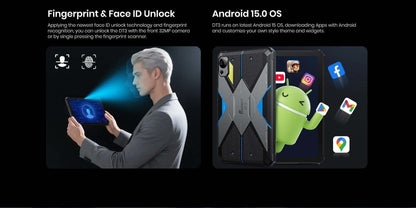 FOSSiBOT DT3 Outdoor Tablet 32GB RAM + 256GB ROM/2TB, Android 15, 10, 4'' 2K FHD Display, 21560mAh Akku Android-Tablet, 64MP+32MP Kamera, Octa-Core, 5G Dual SIM/WiFi 6/GPS/OTG/Camping LED-Blinker, Tablet, Pad