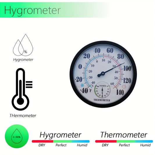 1pc 25cm Dual-Panel Thermometer with Black Frame - Accurate Temperature & Humidity Measurement, Stylish American Design, Durable Acrylic, Ideal for Home, Office, and Indoor Use, Office Decor | Modern Wall Clock | Durable Acry