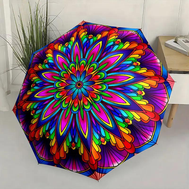 Automatic Open/Close Umbrella with 8-Rib Strong Canopy - Automatic Folding/Unfolding Compact Travel Umbrella, Automatic Self-Opening/Closing, Portable  Umbrella for Women & Men, Wind-Resistant for commuting, Outdoor, Gifts (A