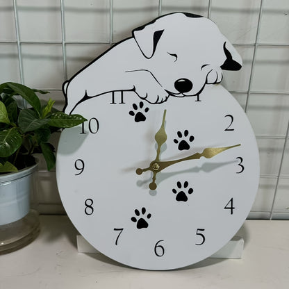 1pc Silent Wooden Wall Clock with Cute Dog Paw Design, Irregular Shape, Non-Ticking Decorative Timepiece for Living Room, Bedroom, Office, Kitchen, Bathroom - AA Battery Operated (Battery Not Included), Bedroom Wall Clock | U
