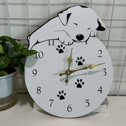 1pc Silent Wooden Wall Clock with Cute Dog Paw Design, Irregular Shape, Non-Ticking Decorative Timepiece for Living Room, Bedroom, Office, Kitchen, Bathroom - AA Battery Operated (Battery Not Included), Bedroom Wall Clock | U