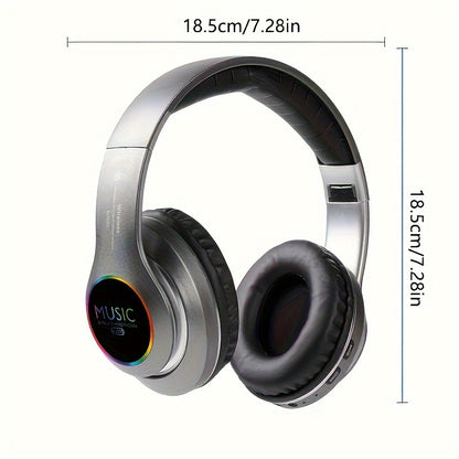 Wireless Noise Cancelling Headphones, Wireless Earbuds with Deep Bass, Lightweight Foldable Headphones with Built-in Microphone, for Work Laptops, Mobile Phones, On-head Gaming Headphones, Compatible with Android/iOS, Father'