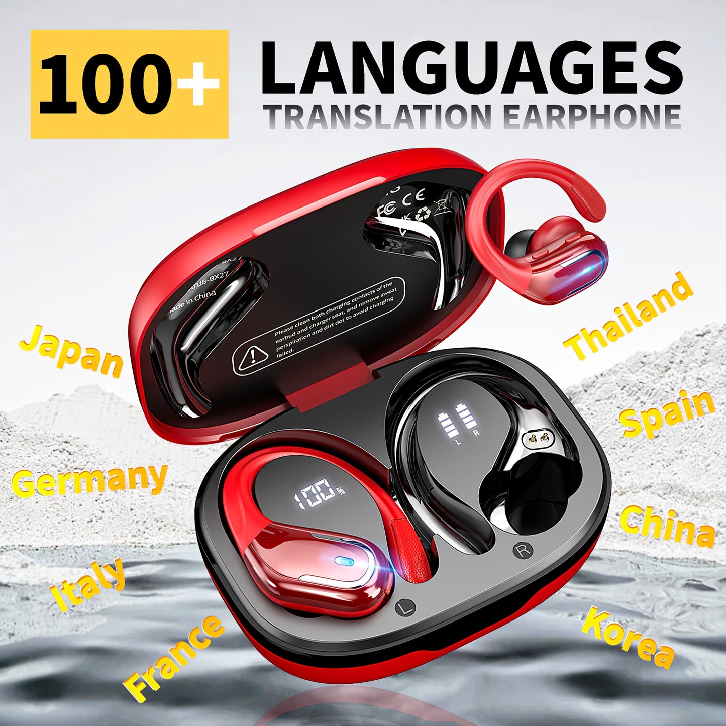 LIFEBEE Real-Time Translation Earbuds with APP, Wireless Wireless Translator Headset, Compatible with iOS & Android, USB-C Charging, Portable Wireless Earbuds for Travel, Business, Gym, Meetings - Ideal Gift for Professionals