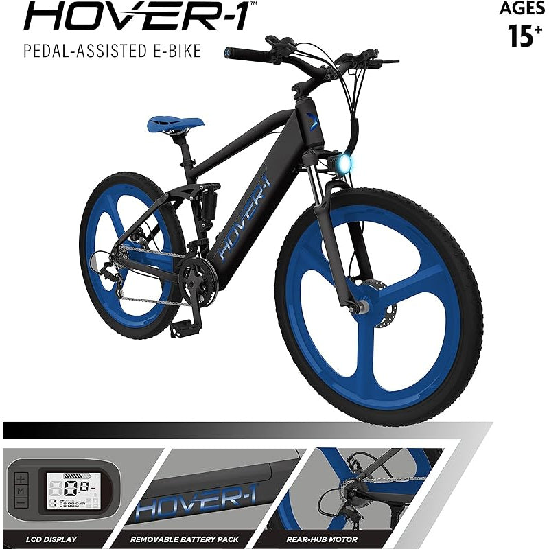 Hover-1 Instinct Electric Bike with 350W Motor, 18 mph Max Speed, 26” Tires, and 40 Miles of Range E Bike for Adults & Teens
