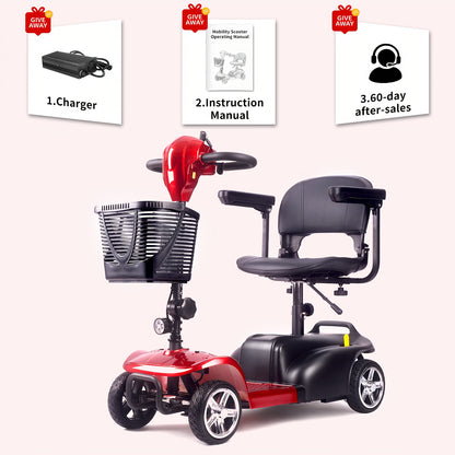 250W Mobility Scooter for Seniors Disabled, 12.6ah Battery 15-Mile Range, One-Click Fold, Detachable Basket, LED Headlights, UL2272 Certified with Tool Kit.,  Disability Assistance Device, Lightweight Scooter, Compact Design,