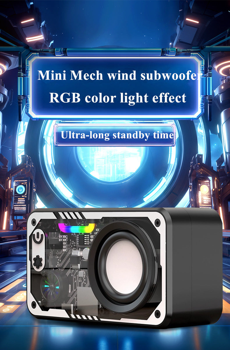 New Transparent LED Mini Machine Wind Speaker, RGB Seven Color Light Effect Speaker, 5W Portable Small Bluetooth Speaker Shock Sound Super Long Standby Support TF Card, Bluetooth Connection Function, Creative Gifts, Holiday G