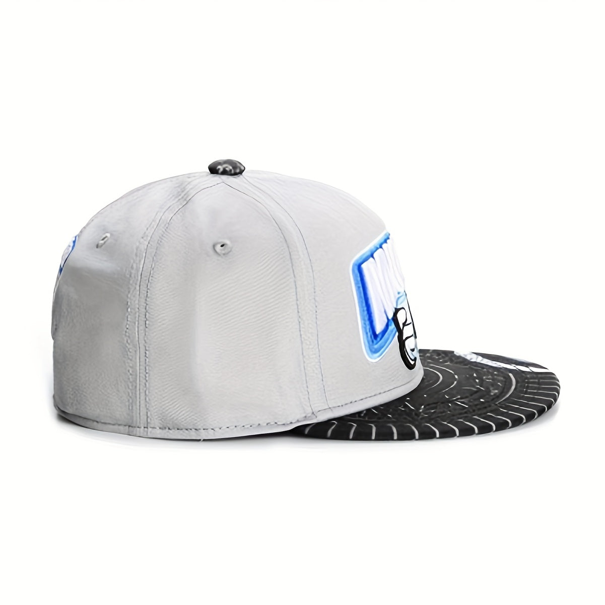 Munchies Milk & Beer Graphic Snapback Cap for Men - Adjustable Gray Polyester Hip-Hop Hat with Playful Design, Autumn Winter Sun Protection, Casual Streetwear Accessory, Outdoor Headwear, Urban Fashion, Comfortable Fit, Men's