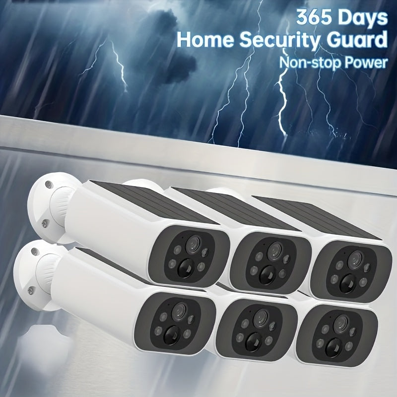 4MP Solar-Powered Wireless Outdoor Camera, 2.4GHz WiFi Security Surveillance with Solar Panel, 3 Night Vision Modes, Human Detection, High Quality, Two-Way Audio & Alexa Support