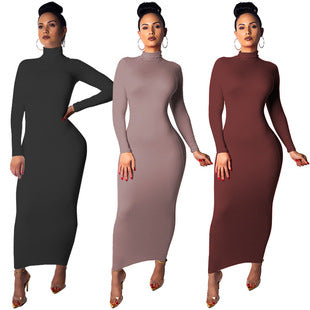 2025 Cross-border Autumn and Winter Basic Bottoming Women's Wear European and American Simple High Neck Long Sleeve Slim-fit bodysuit