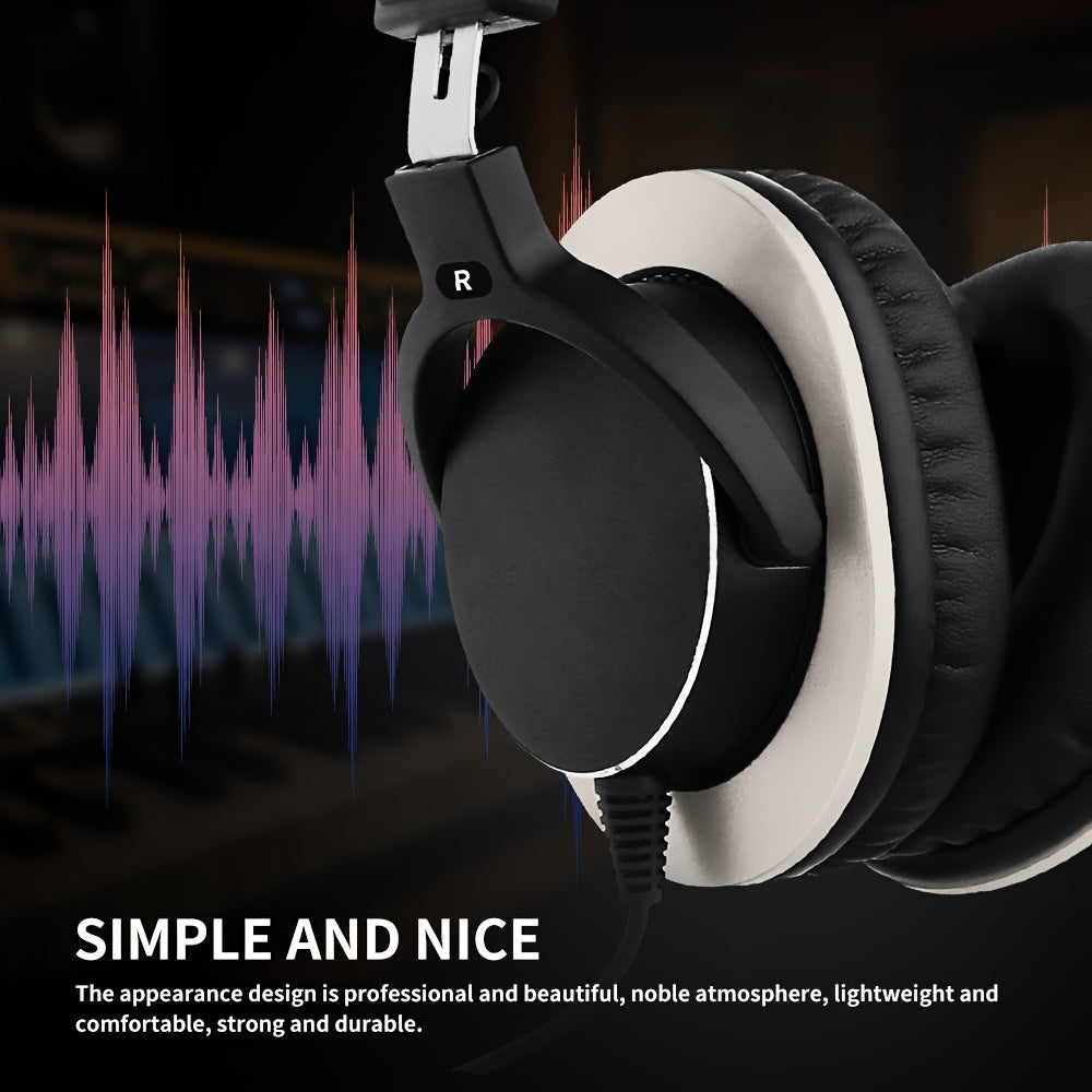 HP60 Professional DJ Monitor Headphones Closed-Back Headphones with 3.5mm + 6.35mm Plug, Rich High Treble, Suitable for DJs, Recording Studios, and Music Production Equipment, Studio Headphones, Closedback Design, Durable Hea