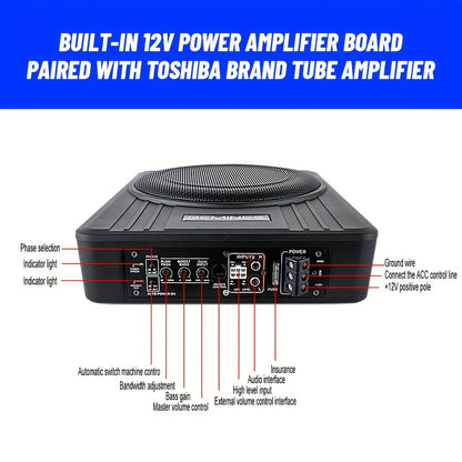 [Car Subwoofer] 105C 1500W 10-Inch Car Subwoofer with High Power And High-Fidelity Sound, Ultra-Thin Body, Includes Wired Control And Installation Parts, Without Battery