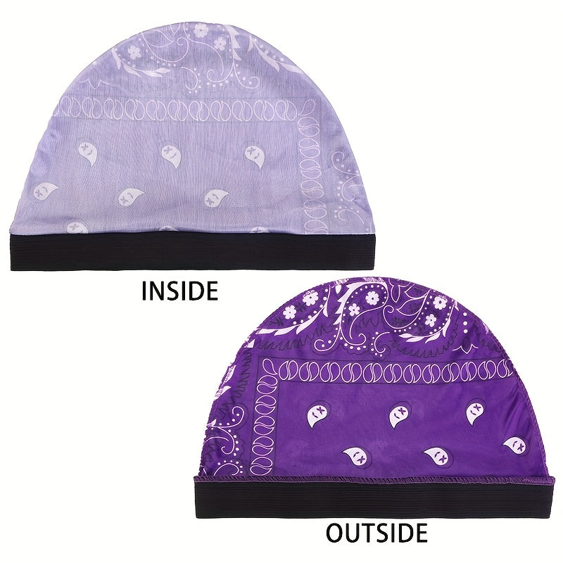 3pcs Paisley Elastic Round Hat Set, Faux Pirate Cap, Hair Loss Wig Headband for Hip-Hop Singers.Warm,Winter hat,Suitable for cold weather