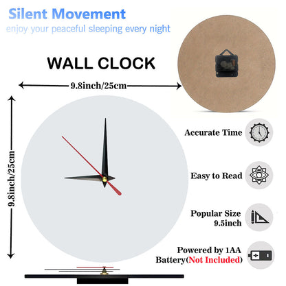 Non-Electric 2D Retro Game Theme Wooden Round Wall Clock, Farmhouse Style Home Decor for Kitchen, Bedroom & Office, Silent Operation, Battery Not Included, Halloween and Christmas Gift, 9.8x9.8 Inches, Holiday Gift, Bedroom D