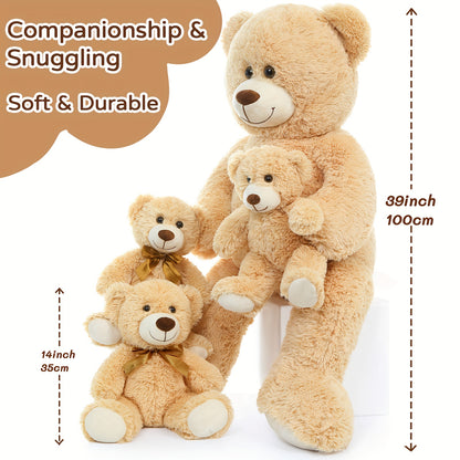 MaoGoLan Giant Teddy Bear Mommy And Baby Bear Soft Plush Bear Stuffed Animal for Teddy Bear Baby Shower, Tan, 39 Inches,  Cute Stuffed Animal, Huggable Plushie, Cozy Plush, Highquality Stuffing, Large Teddy Bear, Animal Lover