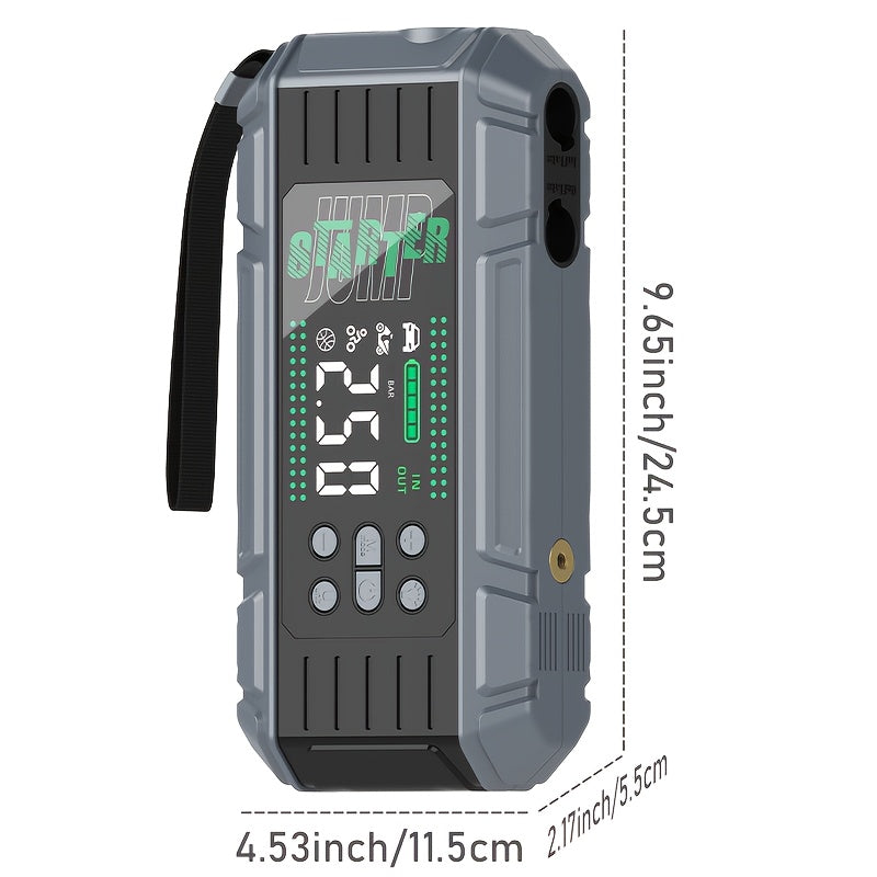 9000A Jump Starter with Air Compressor, 12V Battery Jump Starter for All Gas & 2.11gal Diesel Engines. 6in 1 Multifunctional Jump Starter Battery Pack with Digital Tire Inflator, Blower Pump, PD65W Fast Technology Input & Out