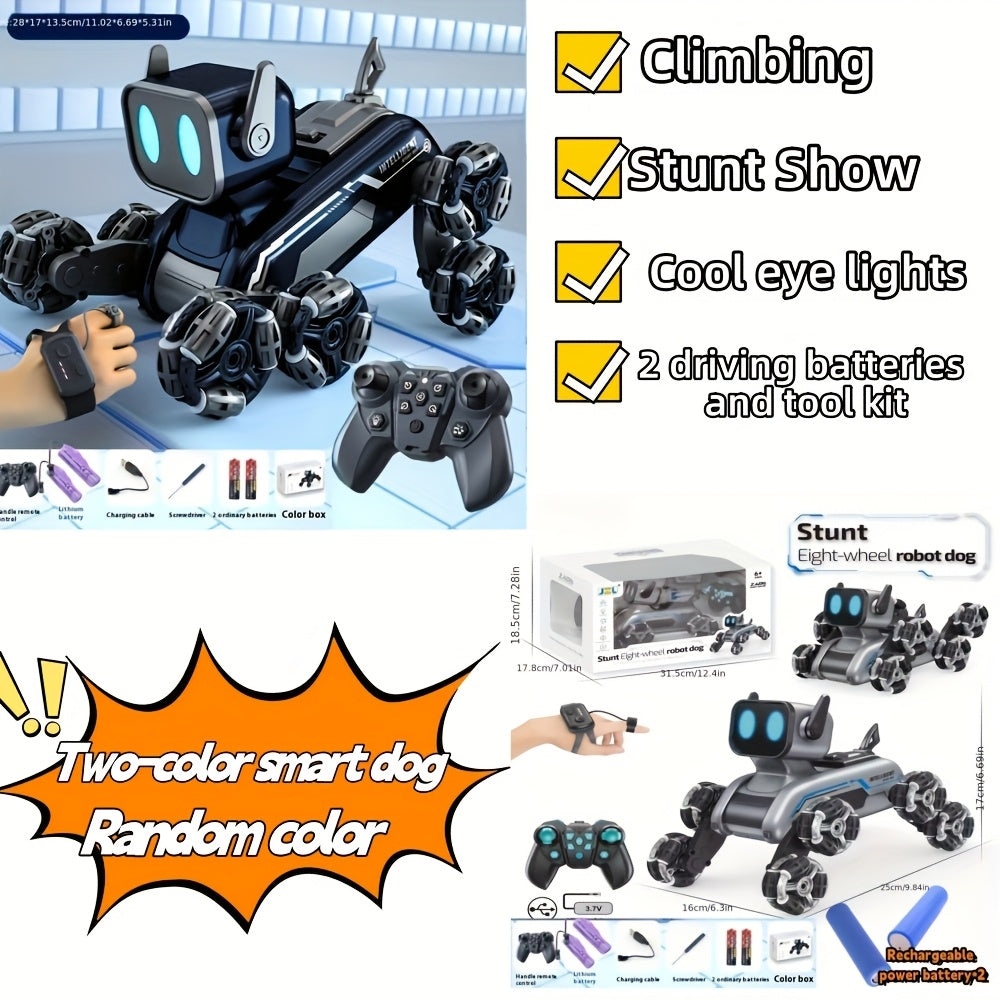 8WD Robot Dog, Dual-Electric Dual-Control, Intelligent Mechanical Dog with Swing Arm, Deformation, Climbing Car, USB Charging, Infrared Sensor, Rechargeable Battery, ABS Material, for Pets & Children, Holiday Gift Idea