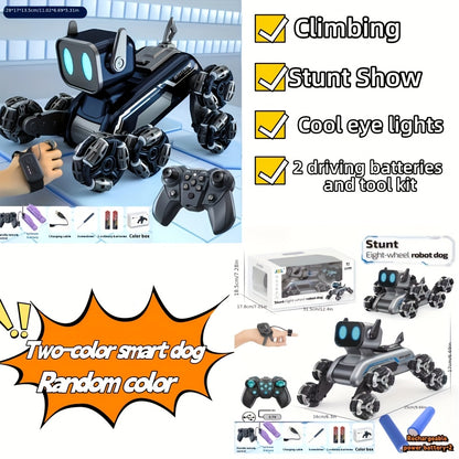 8WD Robot Dog, Dual-Electric Dual-Control, Intelligent Mechanical Dog with Swing Arm, Deformation, Climbing Car, USB Charging, Infrared Sensor, Rechargeable Battery, ABS Material, for Pets & Children, Holiday Gift Idea