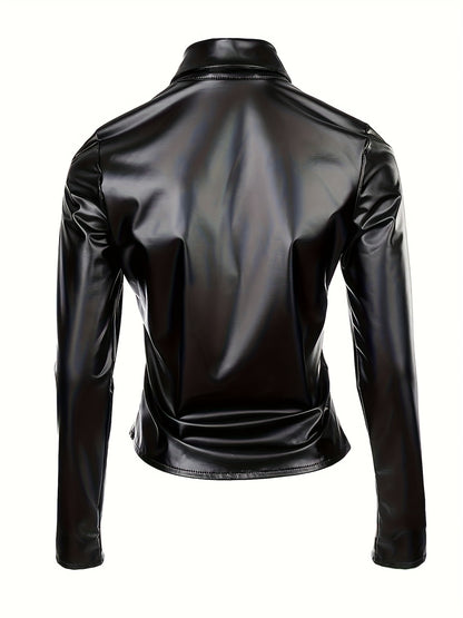 Women'S Elegant Studded Jacket, Polyester 97% Spandex 3% Stretch, Solid Color, Lapel Collar, Spring/Summer Fashion, Non-Textile Weave, Adult Fit