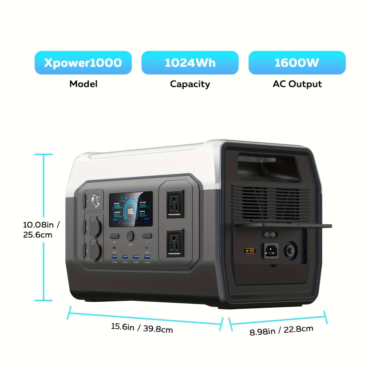 CTOLITY 1600W Portable Power Station, Equipped with a 200W Solar Panel, 1024Wh Lithium Iron Battery, 1-Hour Fast Charging, UPS Function, Suitable for Home Power Backup, Camping And Rvs, Portable Charger Power Bank Bank, Emerg
