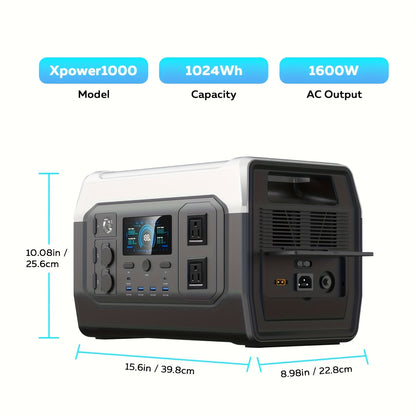 CTOLITY 1600W Portable Power Station, Equipped with a 200W Solar Panel, 1024Wh Lithium Iron Battery, 1-Hour Fast Charging, UPS Function, Suitable for Home Power Backup, Camping And Rvs, Portable Charger Power Bank Bank, Emerg