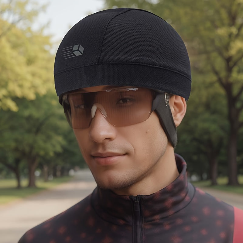 1pc Unisex Cooling Cap, Cycling Headband with Cooling Liner, Stretchy Work Cap, Summer Sweat-Absorbing Beanie, Breathable Mesh Skull Cap for Running, Lightweight Quick-Dry Sports Cooling Riding Skull Cap, Motorcycle Accessory