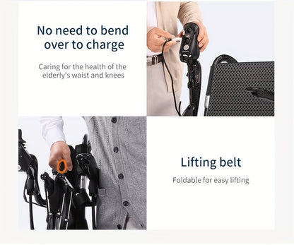 Carbon Fiber Adult Electric Wheelchair - 25-Mile Long Range, 300 lb Capacity Heavy-Duty Power Chair, One-Step Fold/Unfold, Lightweight (15kg) Travel-Friendly Mobility Aid with Hand- Mode, Fits Suitcase for Airplane, Parks & B