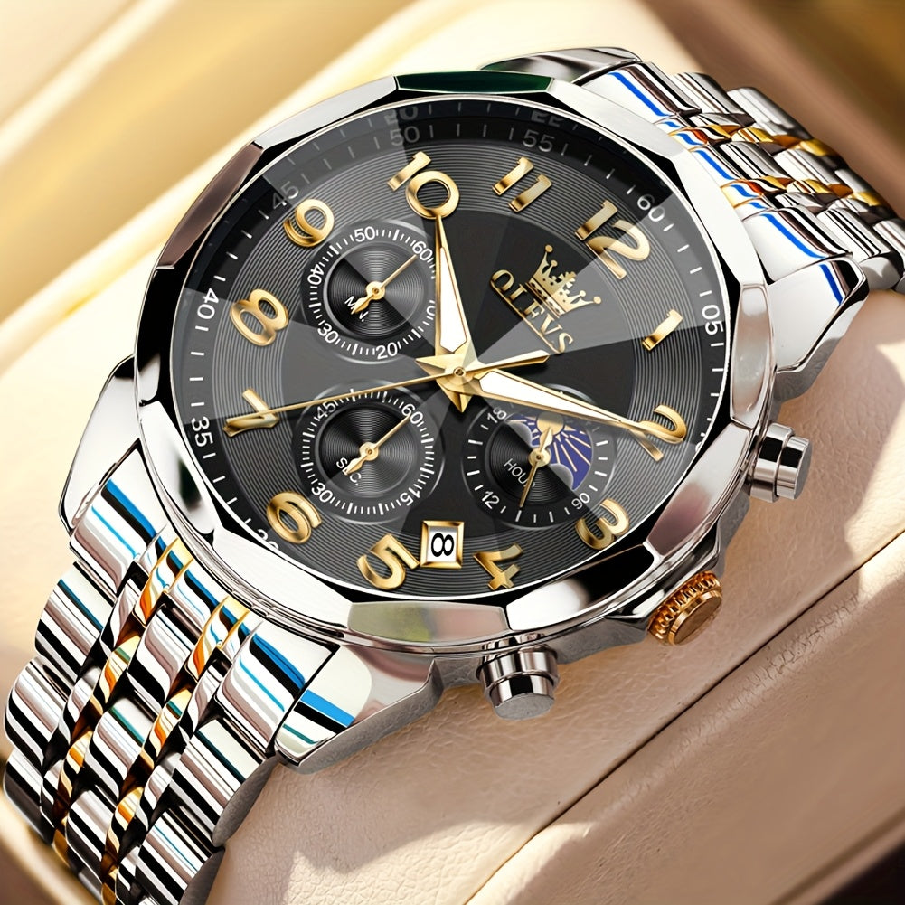 OLEVS Watches For Men Analog Quartz Dress Business Watch Day Date Stainless Steel Classic Casual Luxury Luminous Male Wrist Watches Golden/black/blue/white