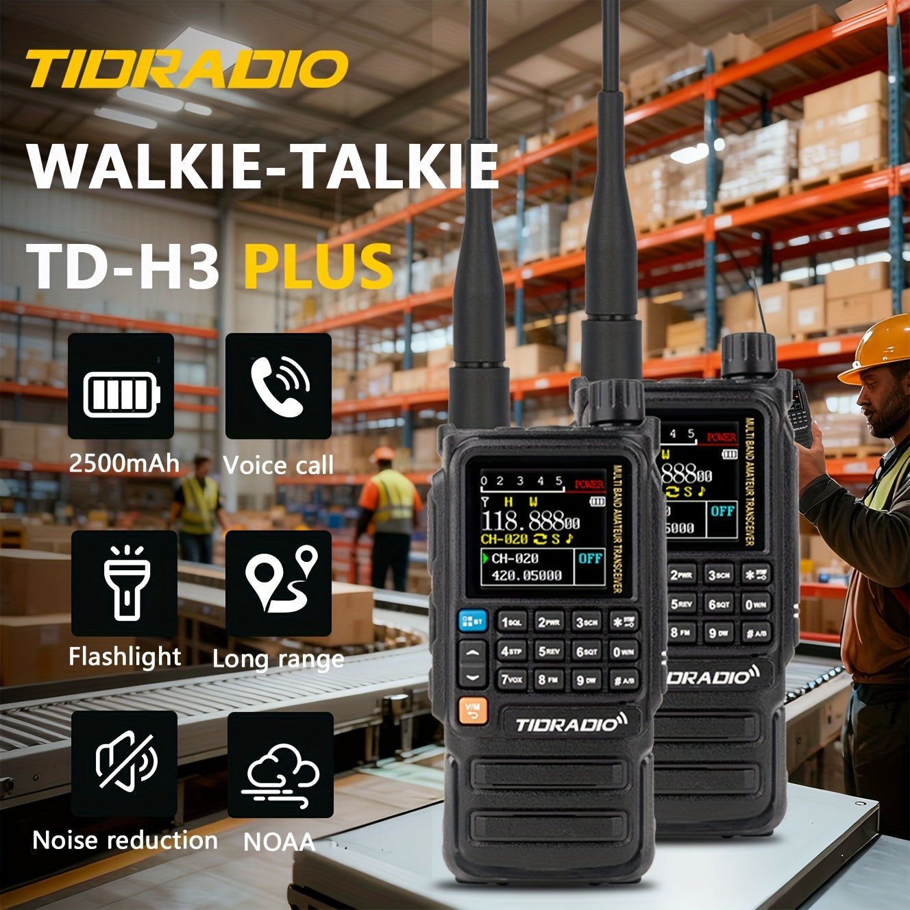 TIDRADIO H3 PLUS | Ham Radio Multi-Band Two-Way Radios with AM/FM & Wireless Headset Compatibility | 5000km Long Range Walkie Talkies for Camping & Emergency, Longrange Radios, Outdoor Communication, Portable Radio, Handheld