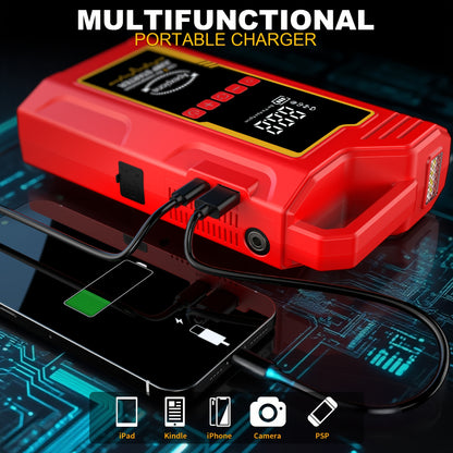 15000A Jump Starter Peak 12V Portable Car Jump Starter | With Air Compressor, LED Light, Battery Charger, Cart Battery Charger, Tire Inflator, Essential Car Rescue Tools For Families, Gift, USB Charging, Digital Display