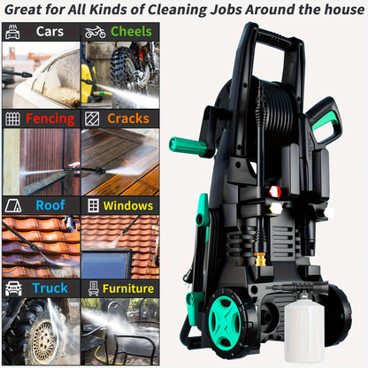 2025Upgraded Electric Pressure Washer, 4500 PSI 3.2 GPM Power Washer with 4 Quick Connect Nozzles, Inlet Hose & Filter& Foam Cannon for Cars/Fences/Driveways/Home Cleaning