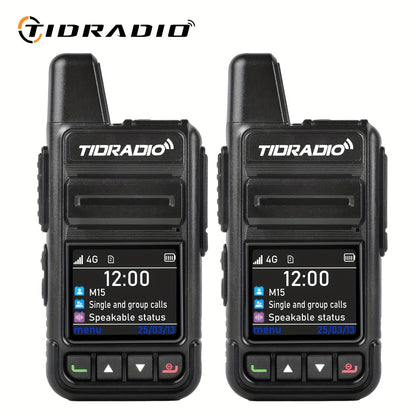 TIDRADIO Global Walkie Talkies 4G POC with Sim Cards, Long Distance 5000 Miles Rechargeable Nationwide Unlimited Range Two Way Radios & USB-C Battery (2 Pack)