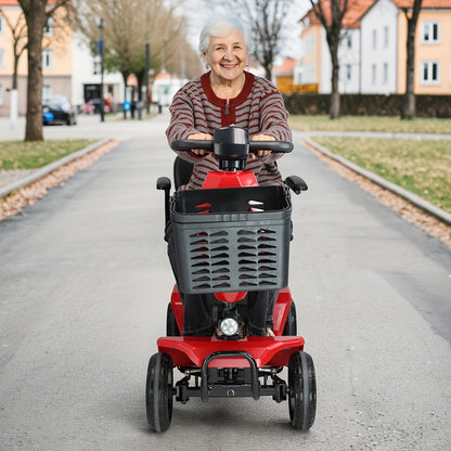 250W Motor+15 Mile Range! FSA/HSA Four Wheel Mobility Scooter, with A 260 Pound Weight Capacity And Foldable Design, Comes with A Front Facing Shopping Basket, Making It Easy to Shop with Just One Click!