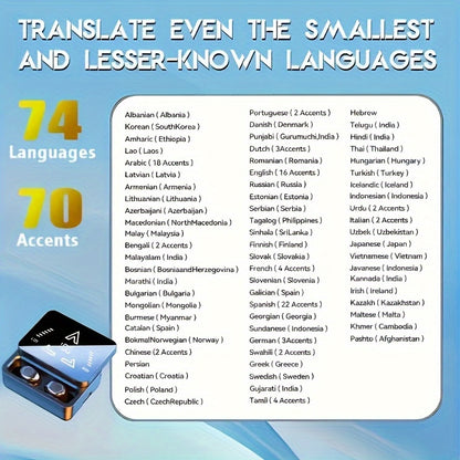 144 Languages Wireless Translation Earbuds, 36-Hour Battery Life, Instant Translation Headphones for Travel, Business & Work with Noise-Canceling Microphone and LED Display, Stereo Sound, Perfect Christmas Gift For Couples