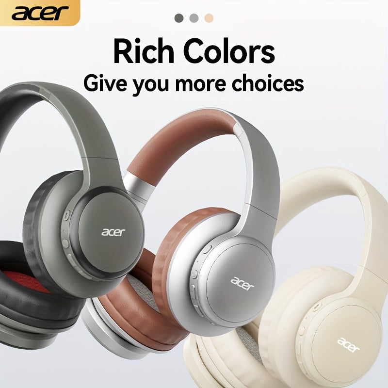 [Hi-Fi Acer Headphones] Acer OHR559 Over-Ear Headphones | Hi-Fi Heavy Bass, 60h Ultra-Long Battery Life, Wireless & Wired Dual Mode, Low-Latency Gaming, Extra-Large Diaphragm, Comfortable Fit