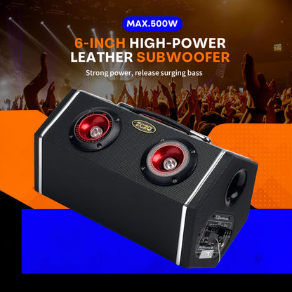 Car Diamond Leather Car Subwoofer - MAX.500W 6-inch - 12V High Power Speaker - RMS.80W Rubber Bass Flute + 2 Color Lights - Exquisite Sound High - Stun Bass - Soundproof Evenly - Vehicle Audio Modification - Improve Sound P60