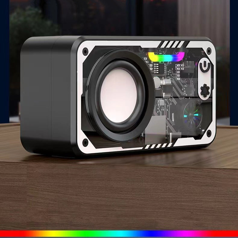 New Transparent LED Mini Machine Wind Speaker, RGB Seven Color Light Effect Speaker, 5W Portable Small Bluetooth Speaker Shock Sound Super Long Standby Support TF Card, Bluetooth Connection Function, Creative Gifts, Holiday G