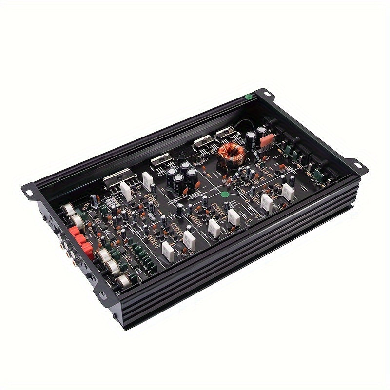 Bermans 7800W Max Power 4-Channel Class AB Car Amplifier - 12V High-Power Stereo Amplifier with MP3 Cable Compatible RCA Inputs, Compact Auto Sound System for Subwoofer & Speaker, Car Audio Upgrade (Compatible with Smartphone