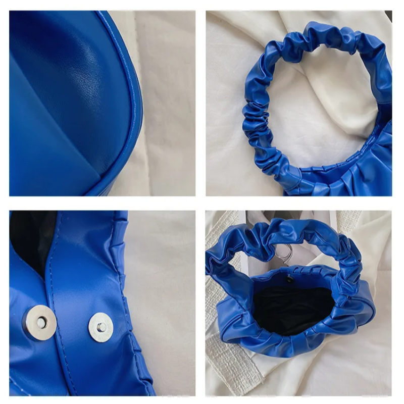 Fashion Pleated Handlebags for Women PU Cloud Bags Leisure Armpit Bag Shopping Shoulder Bags Dumpling Handbag Female Hand Bags