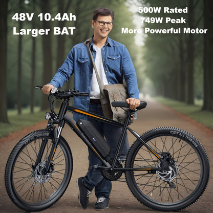 26" Men Electric Mountain Bike for Adults: 36V 374Wh Removable Battery, 500W Peak Motor, 21-speed Electric Bicycle, Up to 50 Miles, Men Electric Bicycle, Exercise Cheap Ebike,, Input 100-240V for Charger FY-4202000, Applicabl