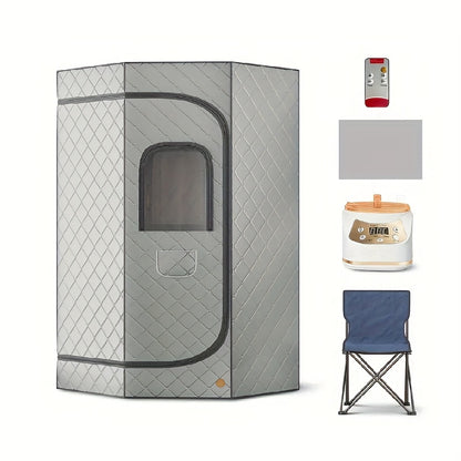 Home Portable Full Body Sweat Box Sauna Room Pentagonal Sauna Tent Gym With 1500W 3L Steam Pot Remote Control Chair
