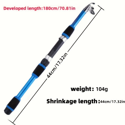 [Portable Fishing Rod Set] Portable All-in-One Fishing Gear Set | Telescopic Fishing Rod with Rotating Reel, Bait Hooks, Travel Case, Storage Bag, Soft Bait T-Shaped Tail Pre-Wound Spool Kit