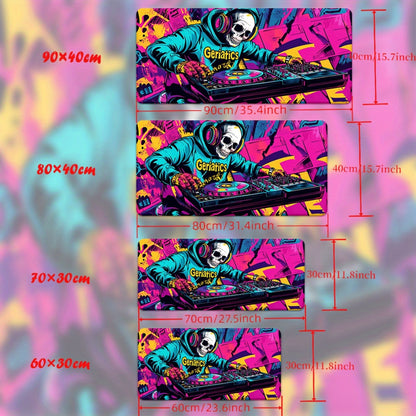 1pc Vibrant DJ Skeleton with Musical Notes HD Printed Desk Pad - XXL Mousepad, Keyboard & Gaming Mat, Rubber Base, Ideal for Office & PC Gamers, Perfect Gift for Family & Friends, Gaming Desk Accessory|Vibrant Desk Mat|Rubber