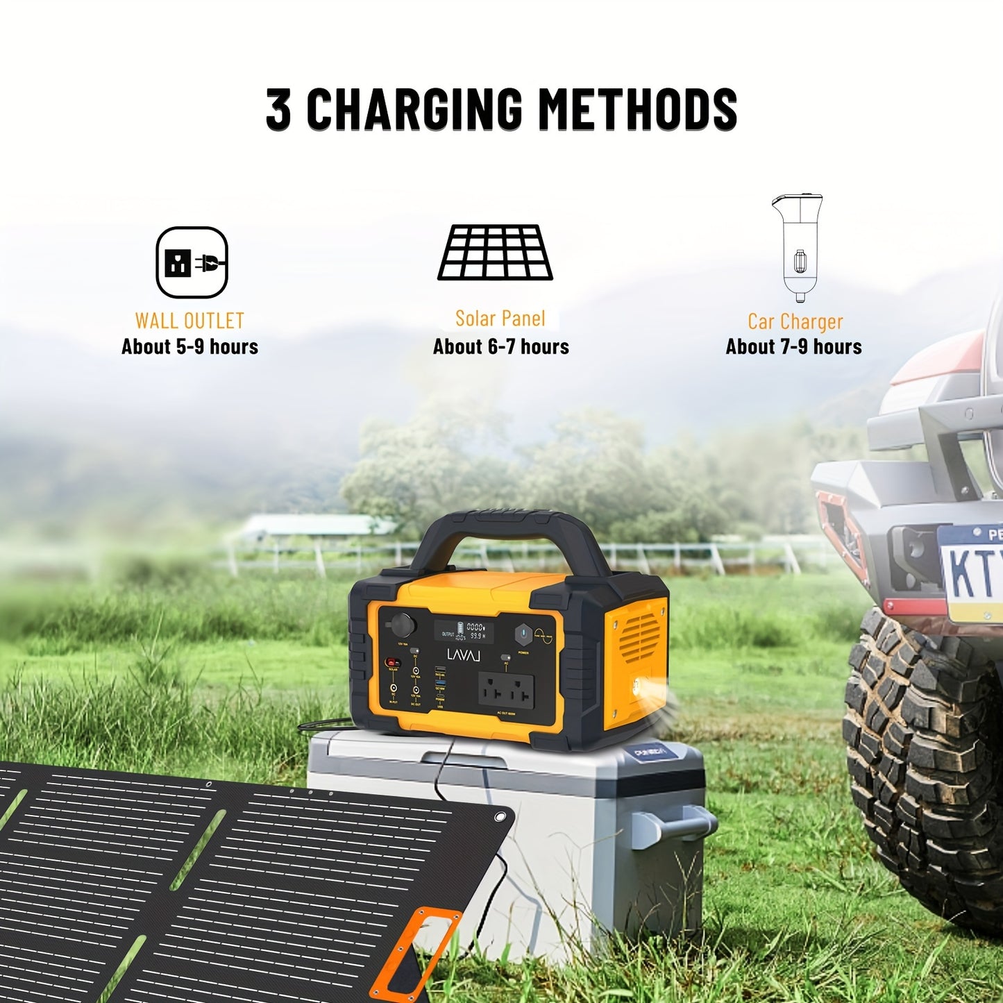 Portable Power Station with Solar Panel, 293Wh-1075Wh Solar Generator with 60W USB-C PD Output, 110V Pure Sine Wave AC Outlet, Flashlight, LiFePO4 Battery Pack for Family Emergency Outdoor Hunting Camping RV Travel