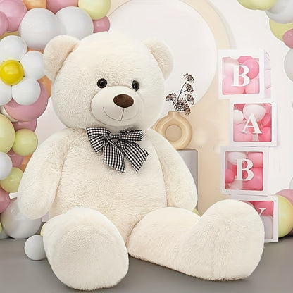 MorisMos Bow Tie Giant Teddy Bear 4 Feet, 47inch Stuffed Animal Big Teddy Bear Plush, Classic Girlfriend Boyfriend Gift, White, Large Stuffed Animal, Huge Stuffed Animal, Cuddly Companion, Plush Gift, Cute Stuffed Animal, Cla