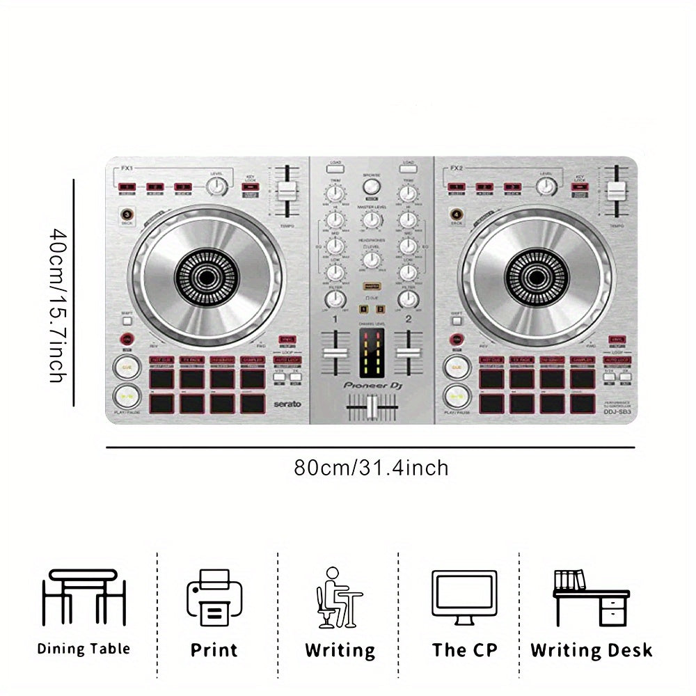 1 Pioneer DJ DDJ-SB3 Controller Mouse Mat & Office Desk Mat | Vibrant DJ Equipment Design with Turntable, Durable Polyester And Rubber Material, 90Cm/35.4 Inches, Red, Perfect for Home Studio And Office Use, Studio Equipment,