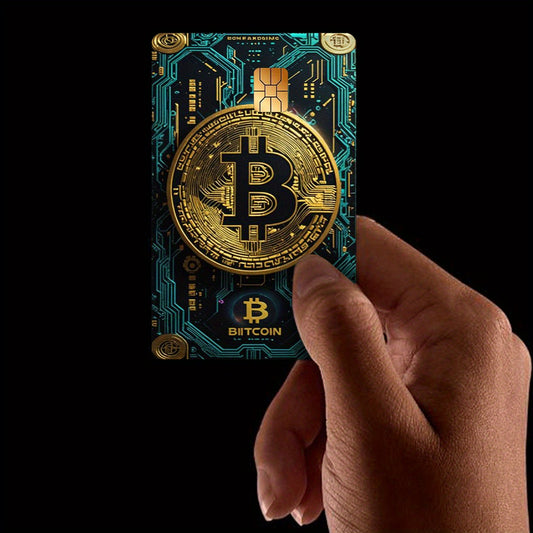 Bitcoin Pattern Sticker Set, Circuit Board Design, Durable Privacy Stickers Made of PVC Material, Suitable for Credit Cards, Transit Cards, Debit Cards, and More, Scratch-Resistant, Removable Self-Adhesive Decorative Card Sti