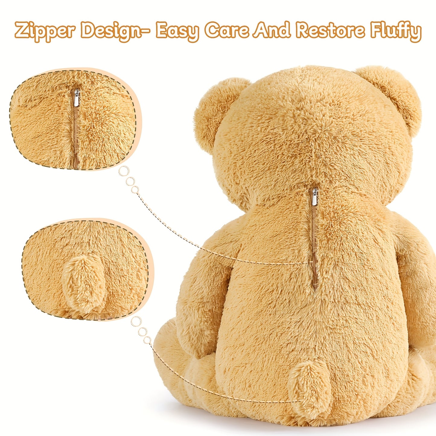 MorisMos Giant Teddy Bear Stuffed Animal 4ft, Big Teddy Bear Plush For Shower, Life Size Stuffed Bear Gifts For Kids, Girls, Girlfriend, Women On Valentine, Christmas, Birthday, Light Brown