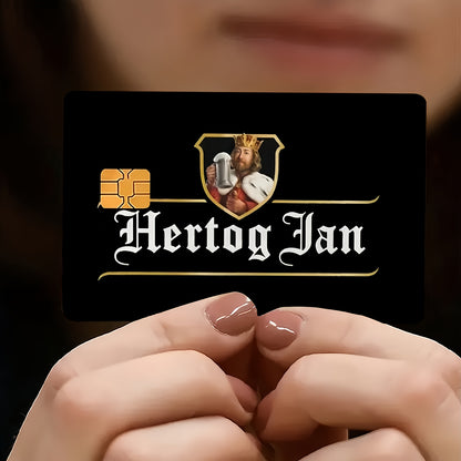 2pcs Funny Hertog Jan Royal Beer Waterproof Sticker Credit Card Light Beige Cover, Ultra-Thin, High-Quality, Scratch-Resistant, Suitable for Credit Cards, Bank Cards, Transit Cards, Removable Self-Adhesive for Most Cards, Ide