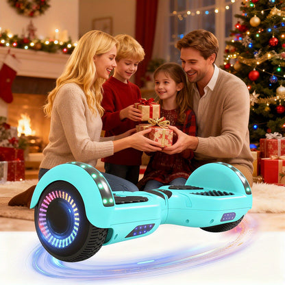 300W 7.5MPH Hoverboard for Kids, 7.5 Mile Range, 3H Charge, 6.5" Wheels, Bluetooth & Corlorful LED Lights, Ideal Gifts for Kids Boys & Girls-Thanksgiving Gifts Christmas Gifts, P6 Green