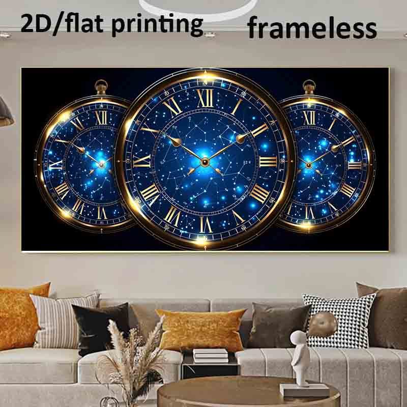 1pc Extra Large Modern Celestial Wall Art Poster - Timeless Constellations Canvas Print with Roman Numerals, Deep Blue & Golden Accents - Frameless Large Wall Decor for Living Room, Bedroom, Office - Easy Hanging Installation